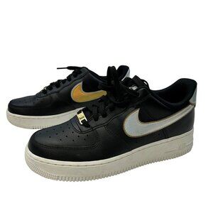 Nike Air Force 1 07 Low Metallic Black/Platinum Womens 8 AR0642